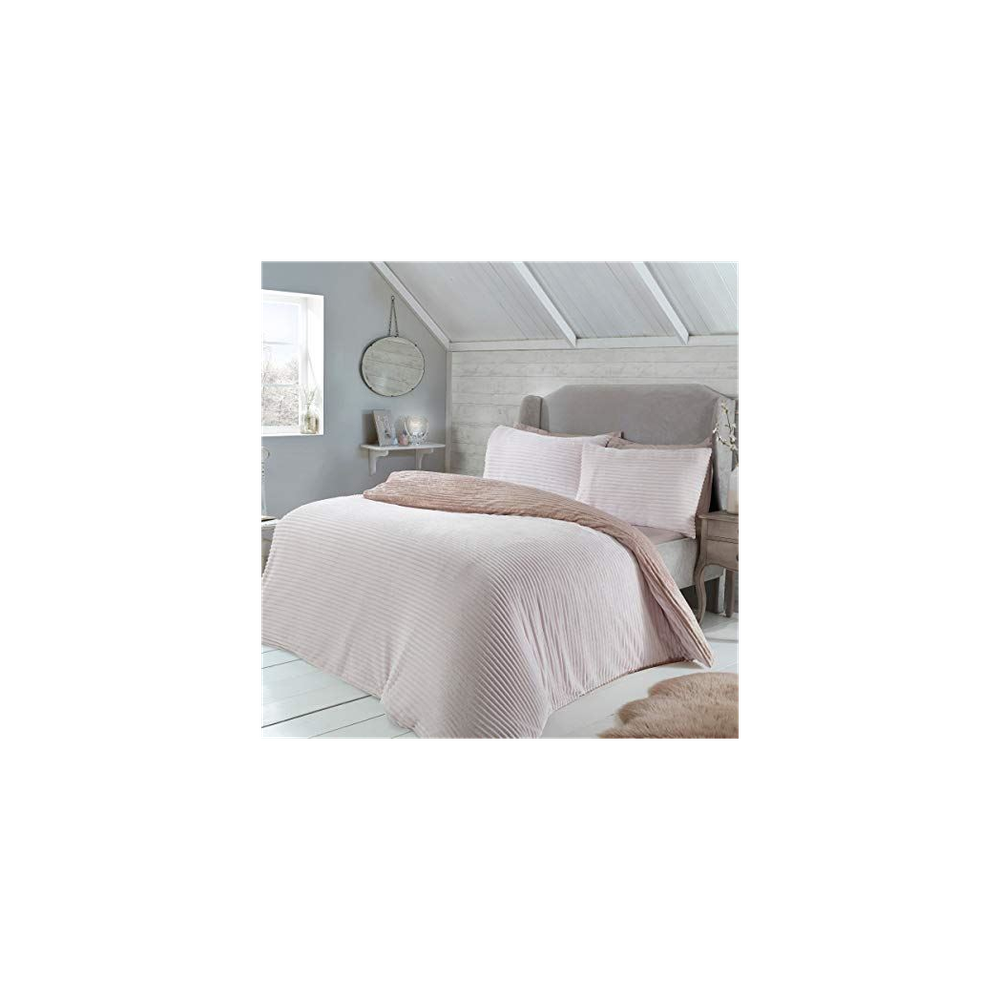 RIBBED TEDDY FLEECE BLUSH BEDSET KB