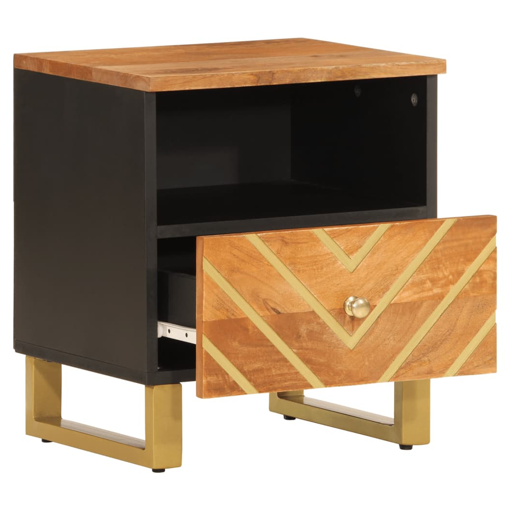 Bedside Cabinet Brown and Black Solid Wood Mango