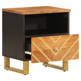 Bedside Cabinet Brown and Black Solid Wood Mango