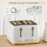 1.7L Kettle and Toaster Set with Defrost, Reheat and Crumb Tray, White