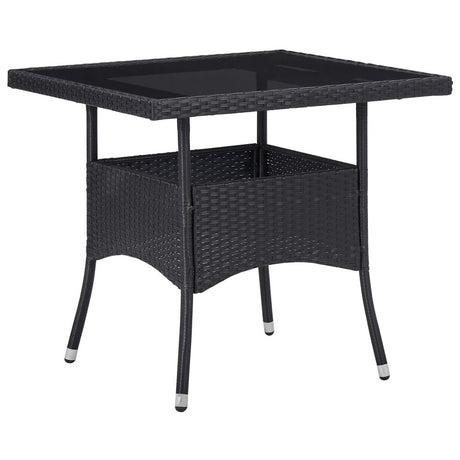 Outdoor Dining Table Black Poly Rattan and Glass