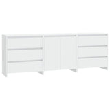 3 Piece Sideboard White Engineered Wood