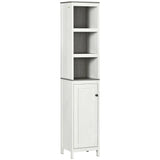 Tall Bathroom Storage Cabinet, Linen Tower with Adjustable Shelf, White