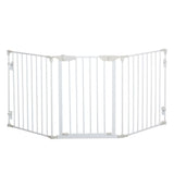 Pet Safety Gate 3-Panel Playpen Metal Fence W/ Walk Through Door White