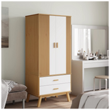 Wardrobe OLDEN White and Brown 76.5x53x172 cm Solid Wood Pine