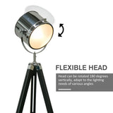 Industrial Style Adjustable Tripod Floor Lamp, Searchlight Reading Lamp