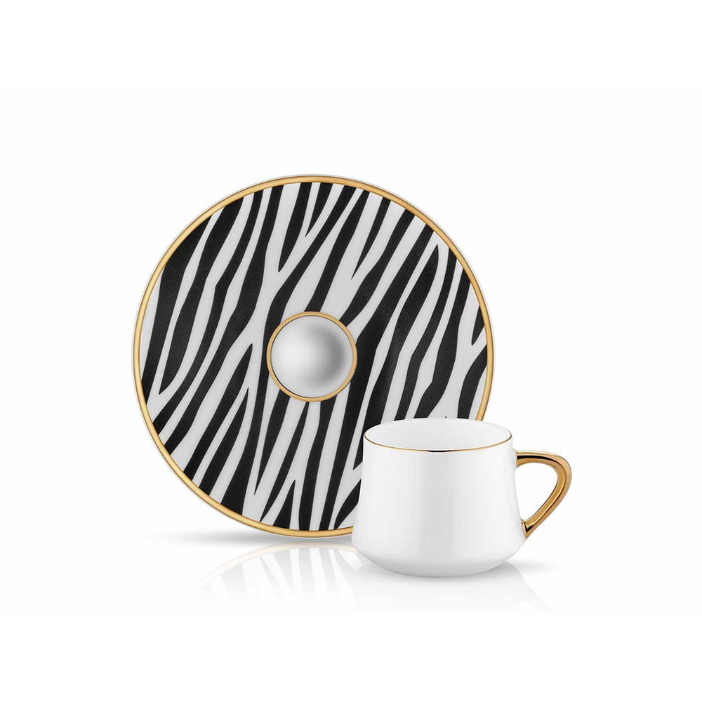 Sufi Coffee Cup and Saucer - Zebra - 90 cc