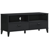 TV Cabinet Black Solid Wood Pine