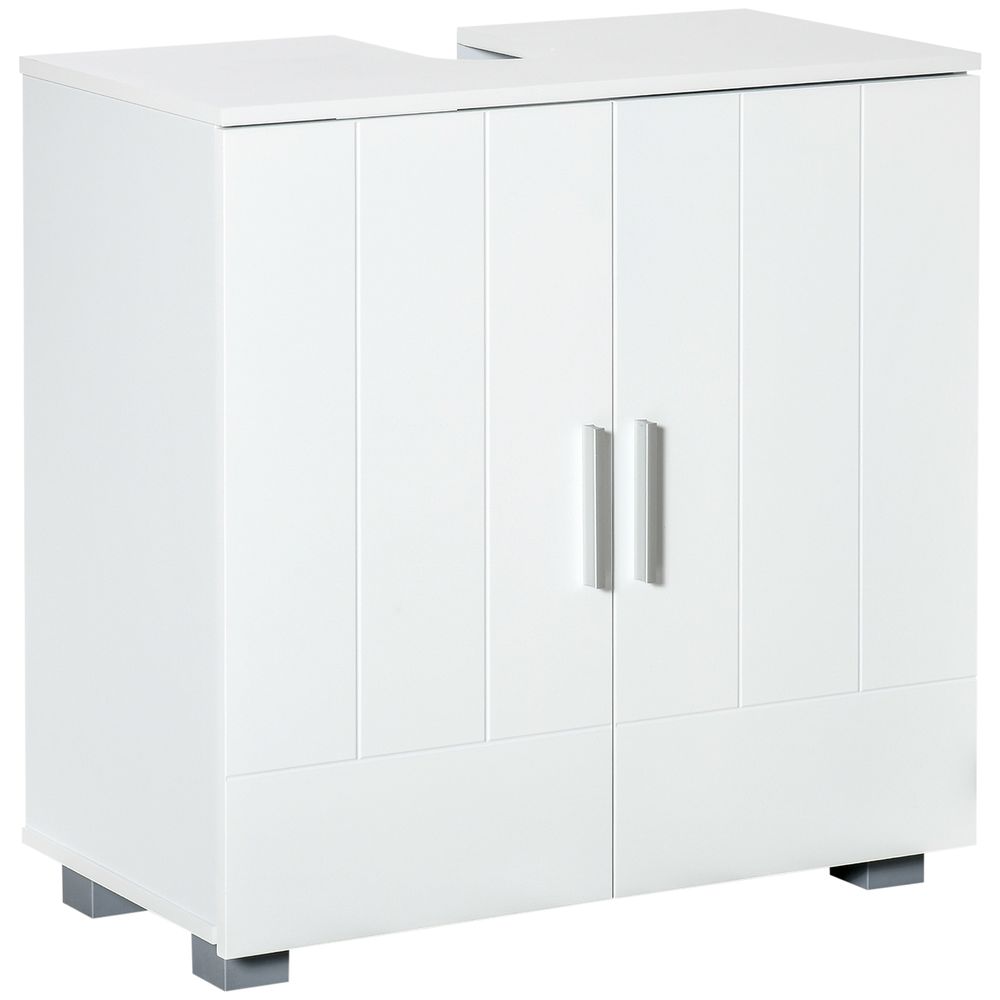 kleankin Bathroom Pedestal Under Sink Cabinet with Adjustable Shelf, White