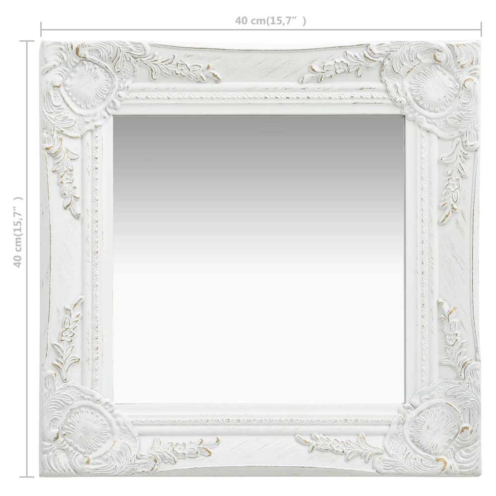 Wall Mirror Baroque Style 40x40 cm White