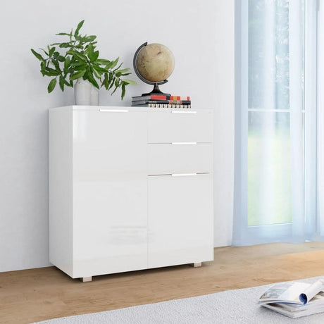 Sideboard High Gloss White 71x35x76 cm Engineered Wood