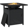 50,000 BTU Rattan Fire Pits for Garden, Propane Fire Pit Table, Black