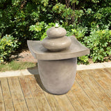 Garden Water Fountain Feature, Outdoor Tier Zen Waterfall & Lights