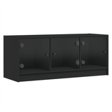 TV Cabinet with Glass Doors Black 102x37x42 cm