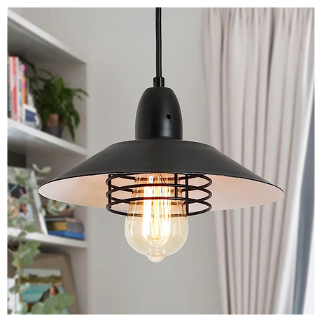 Farmhouse Vintage Pendant Light Black Fixture Pendant Lights with Spring Frame Adjustable Metal Hanging Lamp for Kitchen Island Dining Room Bedroom Living Room Barn Entryway，E26