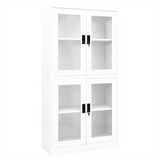 Office Cabinet White 90x40x180 cm Steel and Tempered Glass