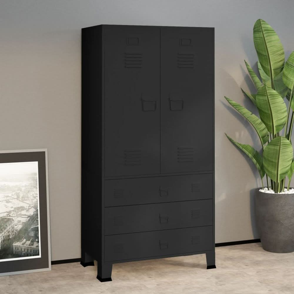 Industrial Wardrobe Black 90x50x180 cm Metal