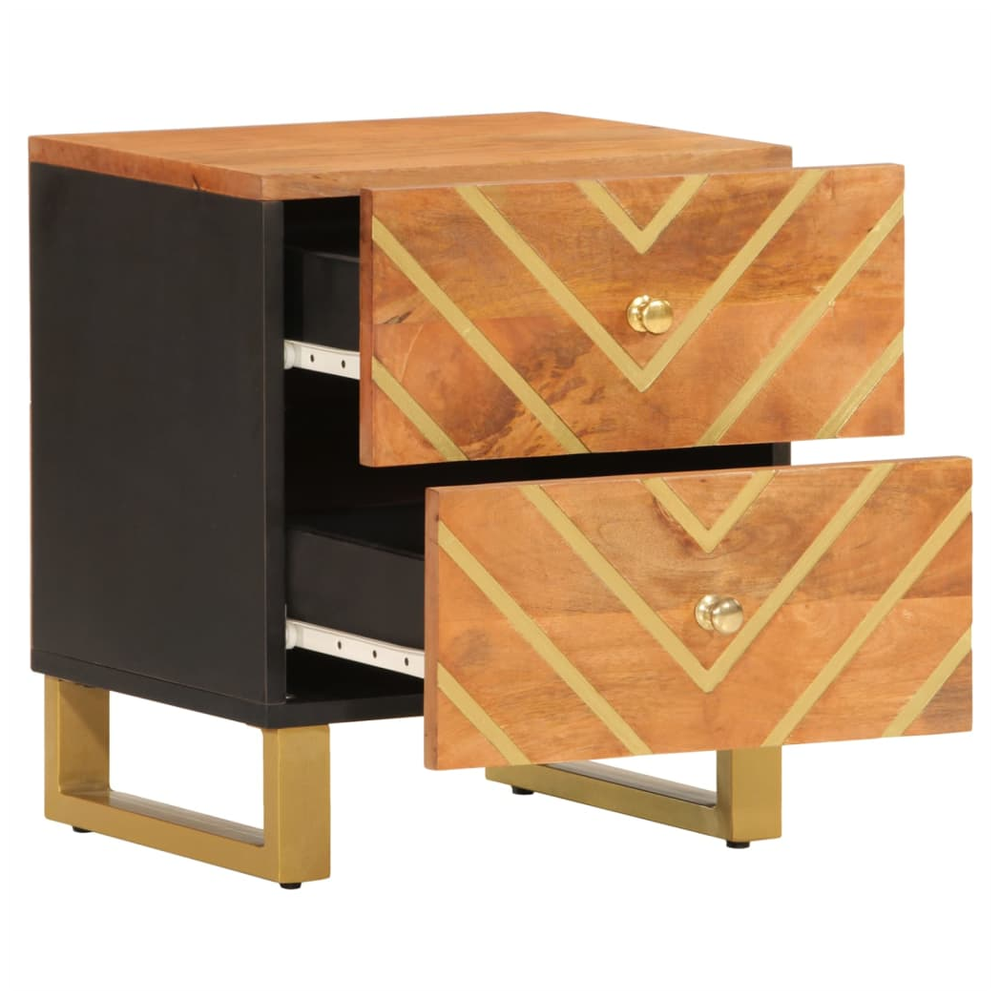 Bedside Cabinet Brown and Black Solid Wood Mango