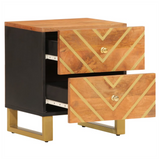 Bedside Cabinet Brown and Black Solid Wood Mango