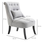 Fabric Single Sofa Dining Chair Upholstered W/ Pillow Solid Wood Leg Living Room