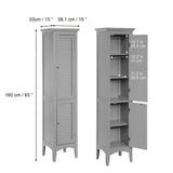 Glancy Wooden Linen Tower Tall Bathroom Cabinet Grey With Storage