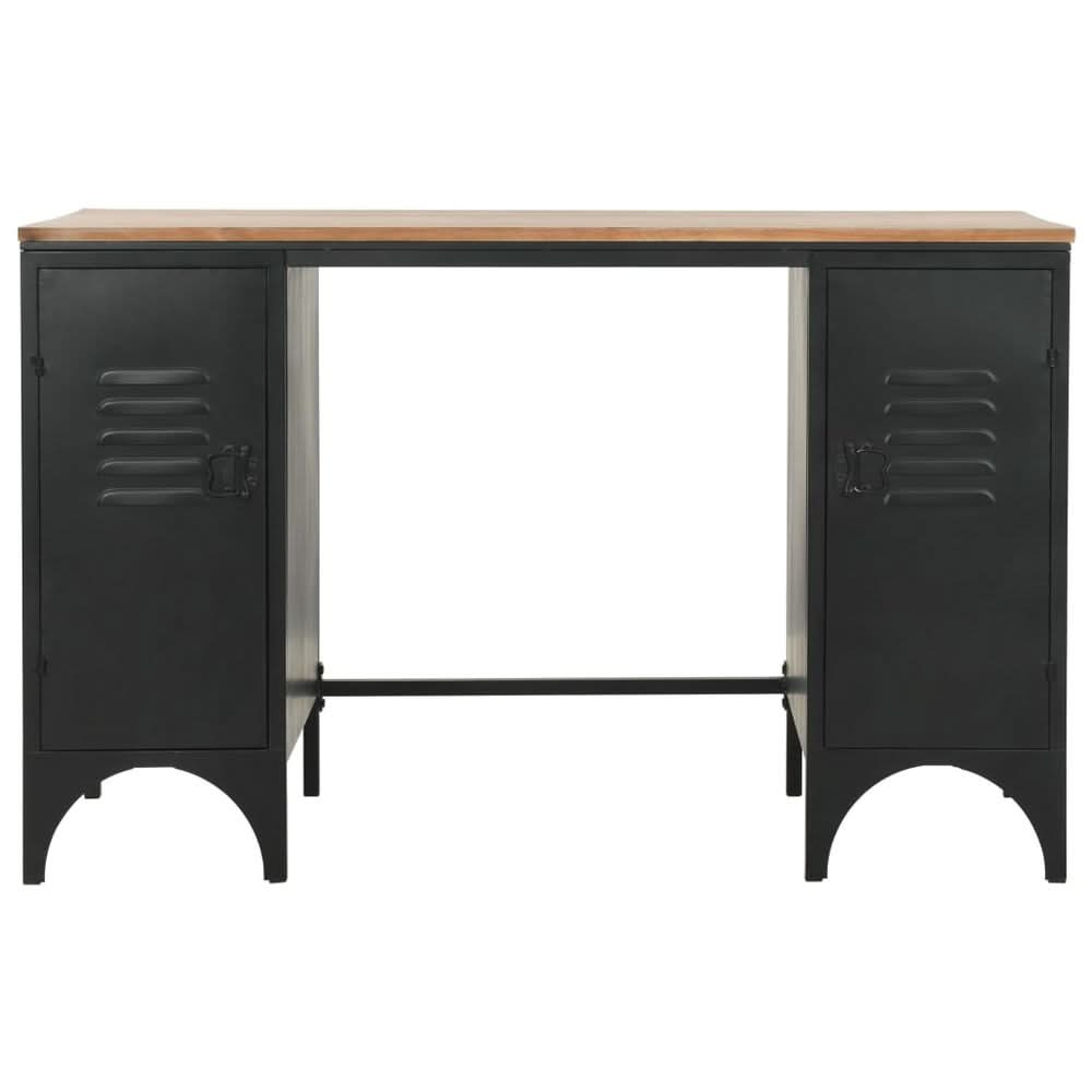 Double Pedestal Desk Solid Firwood and Steel 120x50x76 cm