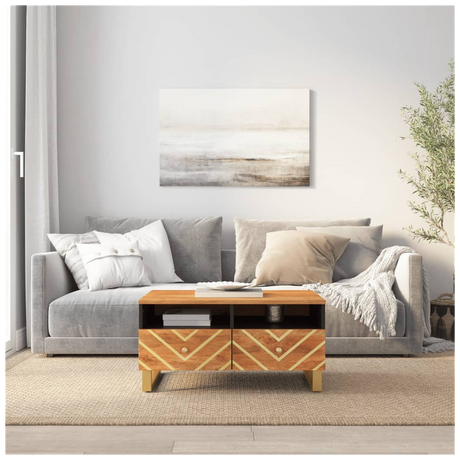 Coffee Table Brown and Black 80x54x40 cm Solid Wood Mango