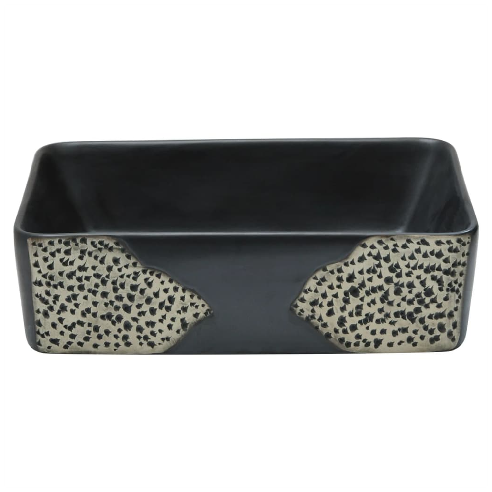 Countertop Basin Black Rectangular 46x35.5x13 cm Ceramic