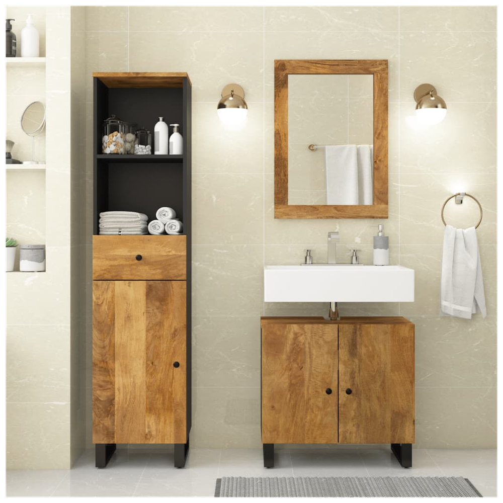 3 Piece Bathroom Furniture Set Solid Wood Mango