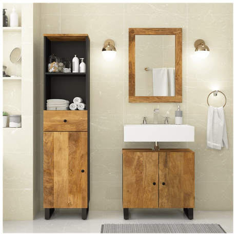 3 Piece Bathroom Furniture Set Solid Wood Mango