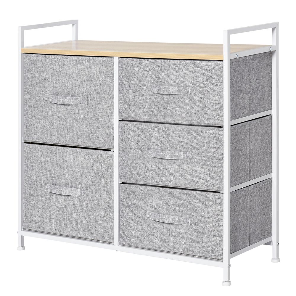 5 Drawer Linen Basket Storage Unit Home Organisation w/ Shelf Handles HOMCOM