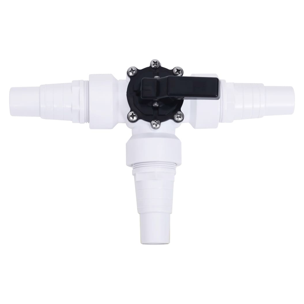 Swimming Pool 3-Way Ball Valve White and Black