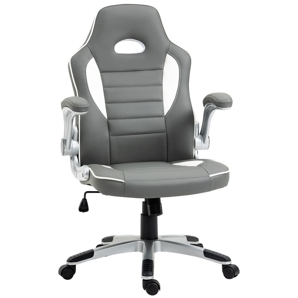 Racing Gaming Chair Height Adjustable Swivel Chair with Flip Up Armrests, Grey