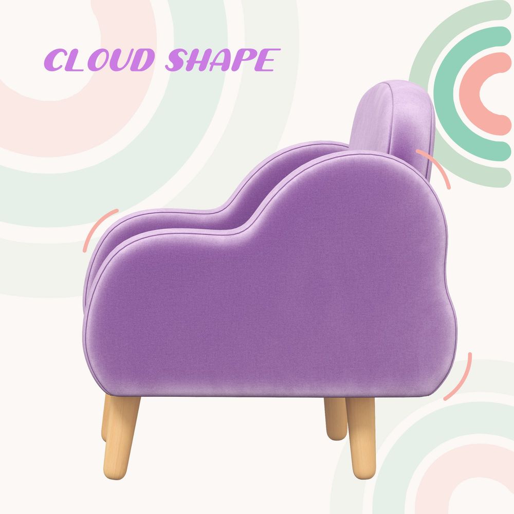 Cloud-Shaped Toddler Armchair, Kids Mini Chair for Playroom, Bedroom - Purple