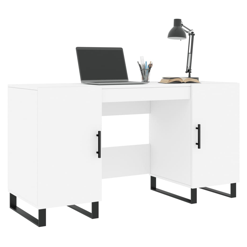 Desk White 140x50x75 cm Engineered Wood