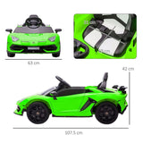 HOMCOM Lamborghini Aventador Licensed 12V Kids Electric Ride On Car - Green