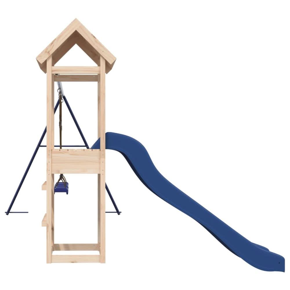 Playhouse with Slide Swings Solid Wood Pine