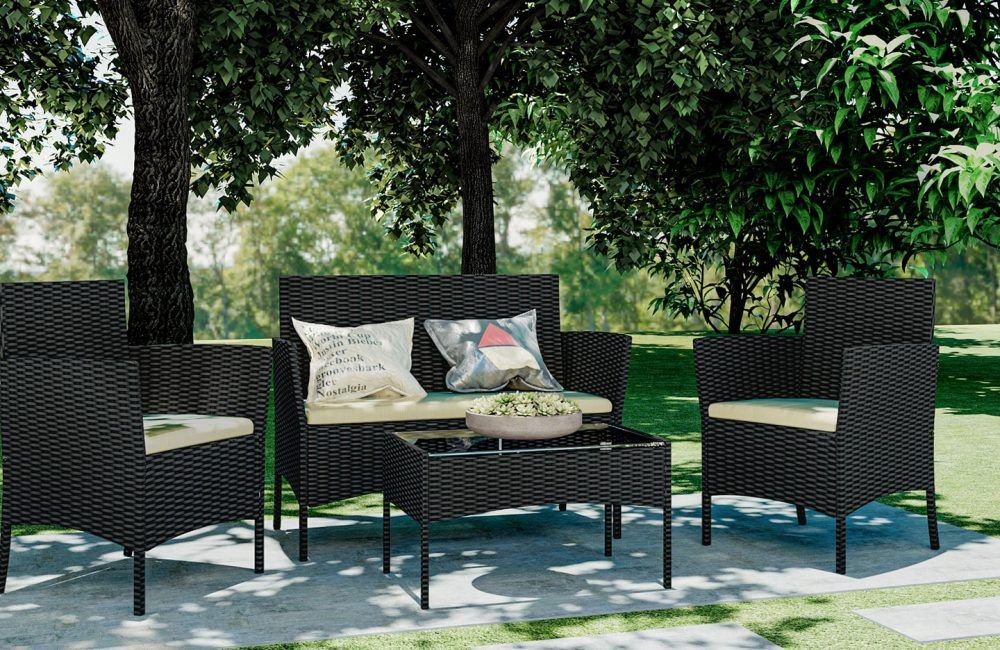 4 Piece Rattan Garden Furniture Set