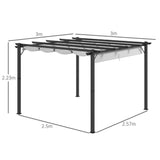 Outsunny 3x3(m) Pergola Gazebo Sun Shade Shelter Aluminium Garden Canopy, Grey