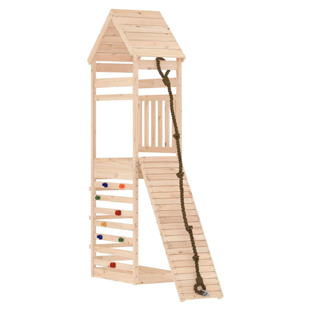 Playhouse with Climbing Wall Solid Wood Pine