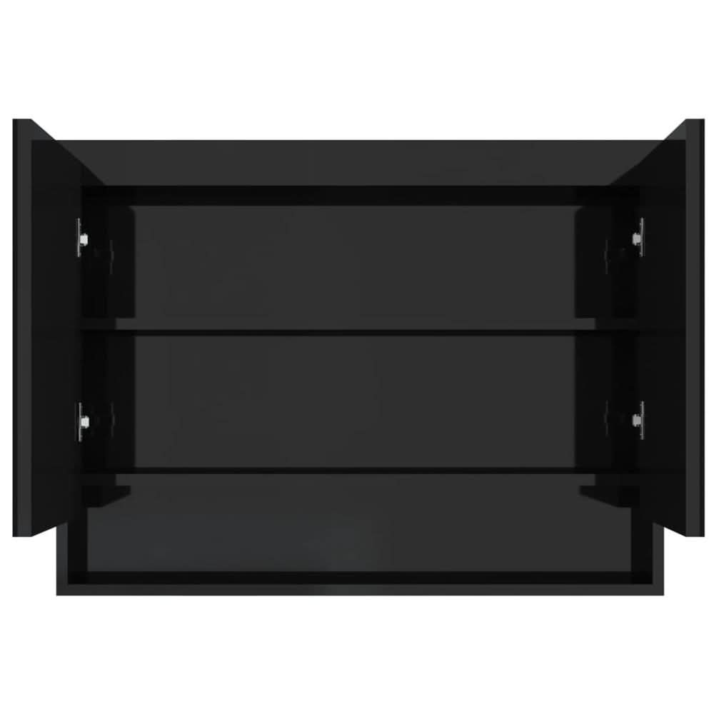 Bathroom Mirror Cabinet 80x15x60 cm MDF Shining Black