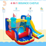 Kids Bouncy Castle with Slide Pool Trampoline Climbing Wall w/ Blower