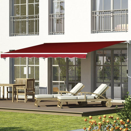 Manual Retractable Sun Shade Patio Awning Outdoor Deck Canopy Shelter, 2.5mx2m