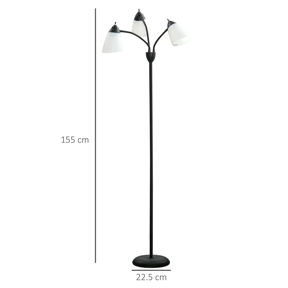 Arc Tree Floor Lamp 3 Adjustable Rotating Lights, with Steel Frame, 155cm, Black