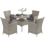 Outsunny 5 Pieces Rattan Garden Furniture Set for Patio, Lawn, Balcony, Grey