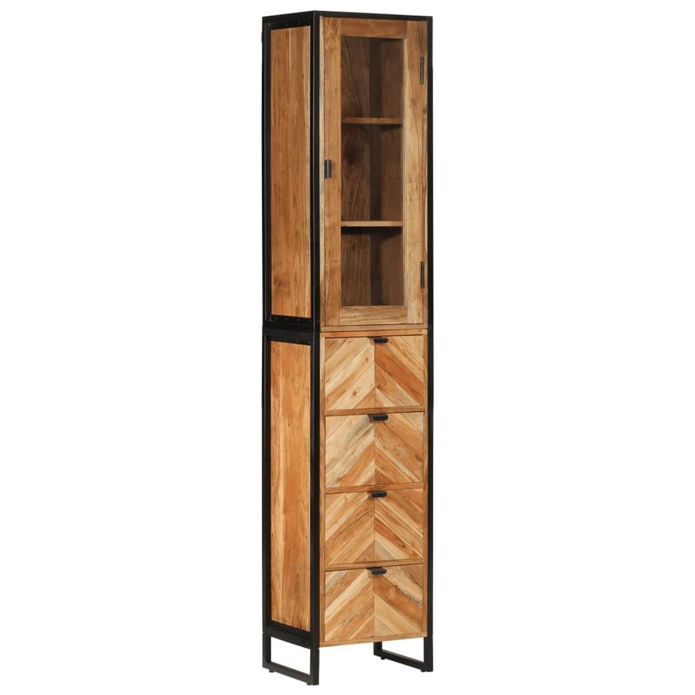 Bathroom Cabinet 40x27x190 cm Iron and Solid Wood Acacia