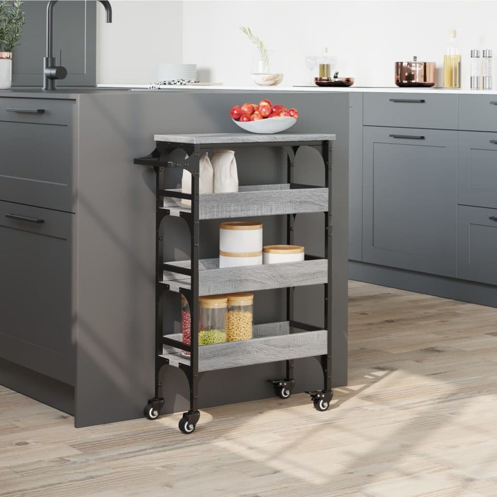 Kitchen Trolley Grey Sonoma 53x20x76 cm Engineered Wood