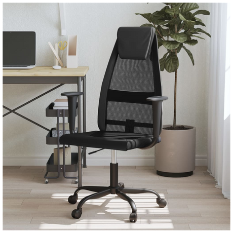 Office Chair Black Mesh Fabric and Faux Leather