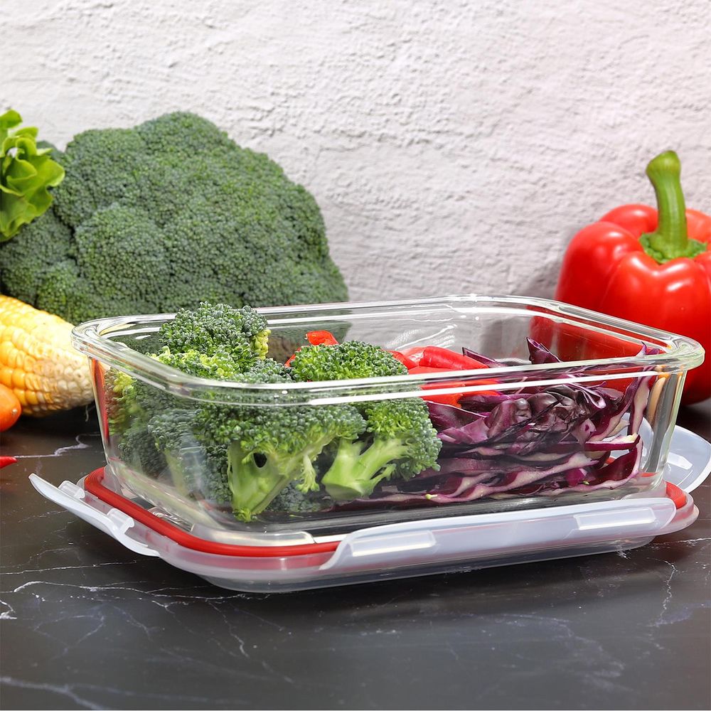 8 PCs Rectangle Square  Airtight Glass Food Containers with Lids Storage Kitchen Containers