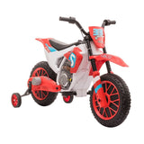 Kids Motorbike Electric Ride-On Toy w/ Training Wheels, for 3-5 Years - Red